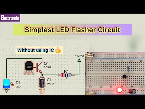 How to build a single LED flasher circuit using BC547 on breadboard #flashercircuit