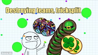 DESTROYING TEAMS IN AGAR.IO SOLO (Tricksplit, Splitrunning) | Hansell