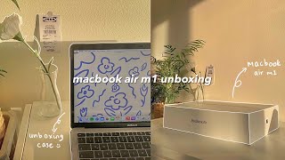 ✨🌱 macbook air m1 (space gray) unboxing | accessories + case decoration 💻