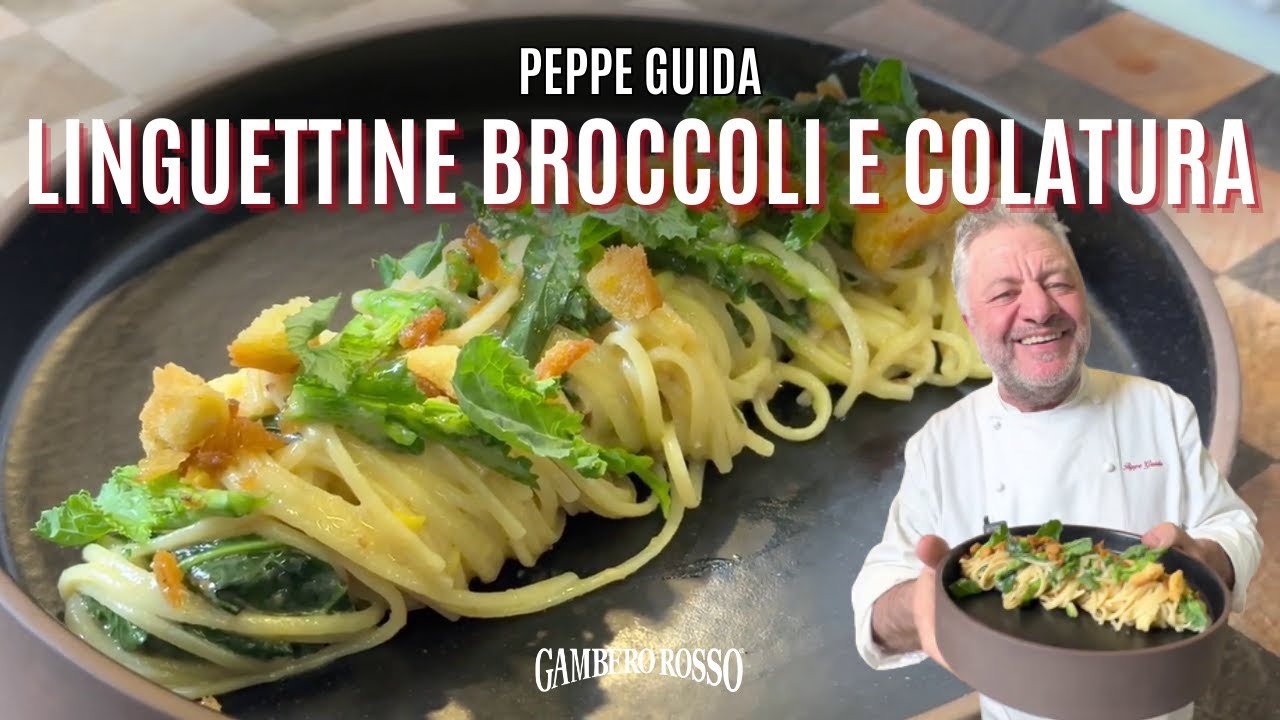 Linguettine con broccoli, colatura, pecorino e frisella croccante