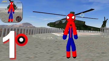 Amazing Spider-StickMan Rope Hero Gangstar Crime - Gameplay Walkthrough Part 1 Helicopter (Android)