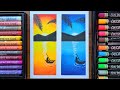 🔥 Gallery V/s Brustro battle | Day &amp; Night Drawing | Esay Oil Pastel Tutorial | which one is better?