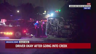 Driver okay after going into creek