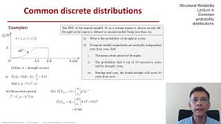 STRUCTURAL RELIABILITY Lecture 04 module 06 - Common Probability Distributions (discrete)
