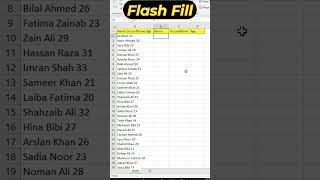 flashfill in excel || Urdu tutorial || excel short #viral #excel #excelshortcuts