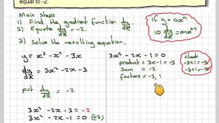 Finding the points on a curve for a given gradient assessment
