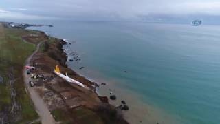 Trabzon'da Pistten Çıkan Uçak Havadan Görüntülendi