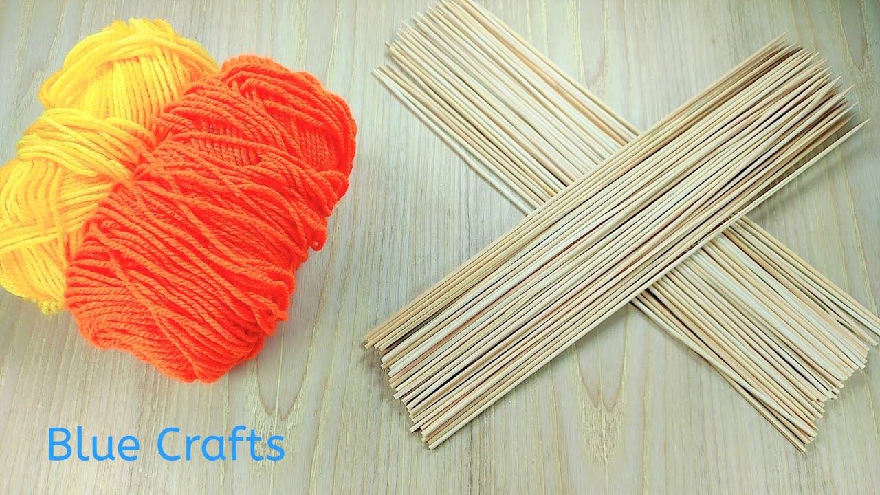 How To Make Flower With Bamboo Chop Sticks Bamboo Stick Art And Craft