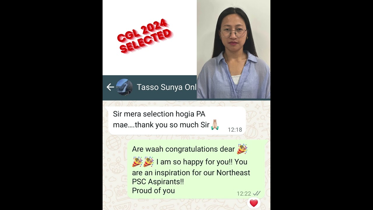 Congratulations dear for Selection in APSSB CGL I Proud moment for Northeast PSC family 