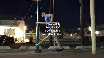 135 parallel bar dips in 4:20 minutes with 70 unbroken at 45 years young! #SanDiegoFitness 