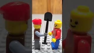 Lego Man killed with a shovel