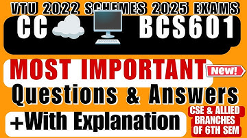 Cloud Computing BCS601 VTU 6th sem| Most Important Questions || CSE || 2025 Exams 2022 Scheme