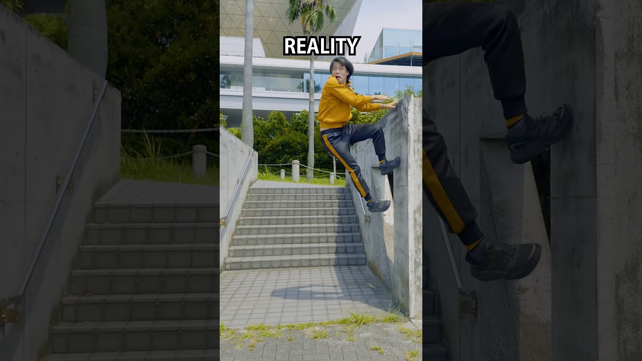 What he thinks he looks like vs. Reality 💀 #parkour #funny #relatable
