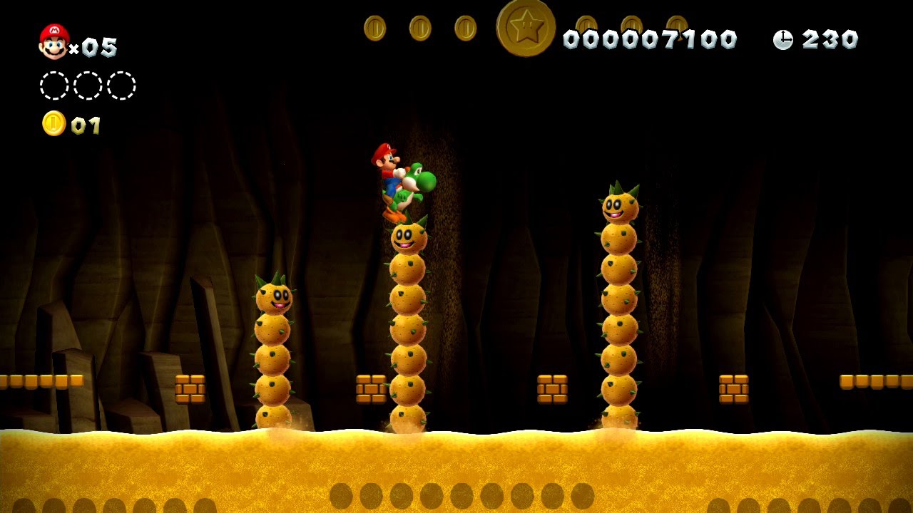 New Super Mario Bros. U Dunes de miel2 Troisième pièce étoile (Wii