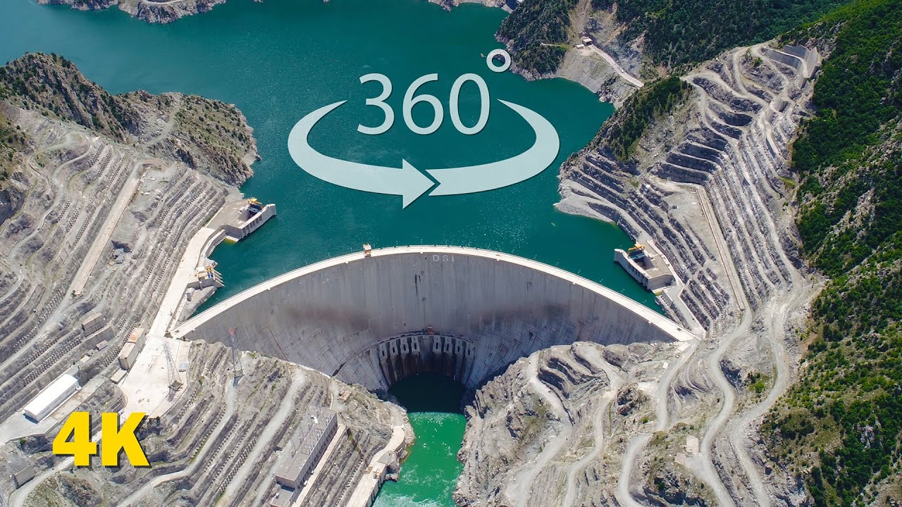 Take a 360-degree journey through the 249-meter-high dam - Deriner Dam, Artvin - Türkiye - 360 VR/4K