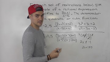 MCR3U - Find Original Rational Expression Given Restrictions Part 2 - Grade 11 Functions