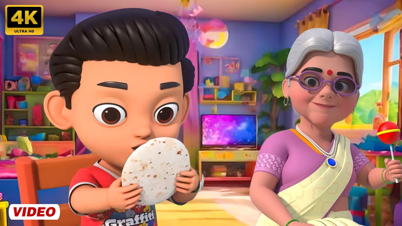 Mummy Ki Roti Gol Gol - मम्मी की रोटी गोल गोल | Hindi Rhymes for Children | Jampi Rhymes