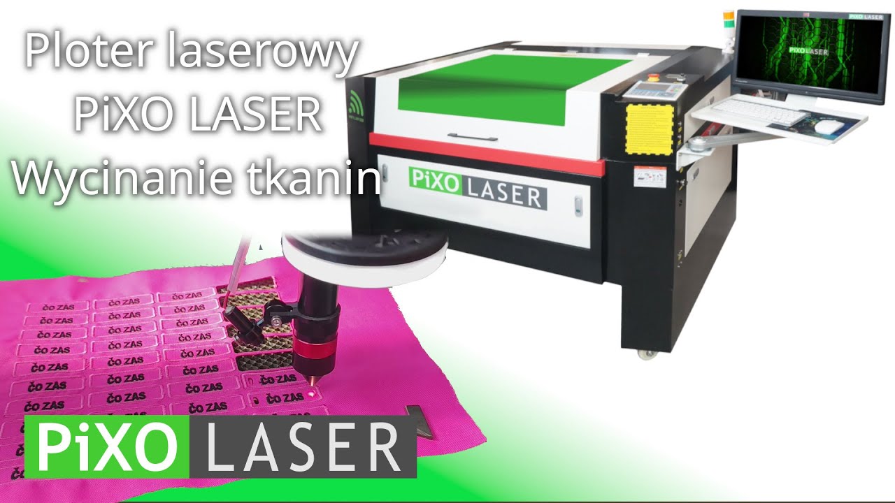 Wycinanie ploterem laserowym emblematów z dodatkowymi otworami.  Laser z kamerą pozycjonującą.