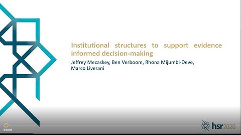 11 Nov Institutional structures to support evidence informed decision making