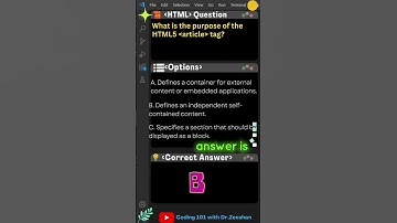 HTML Coding 101: Q28 What is the purpose of the HTML5 "article" tag? #html #css #shorts