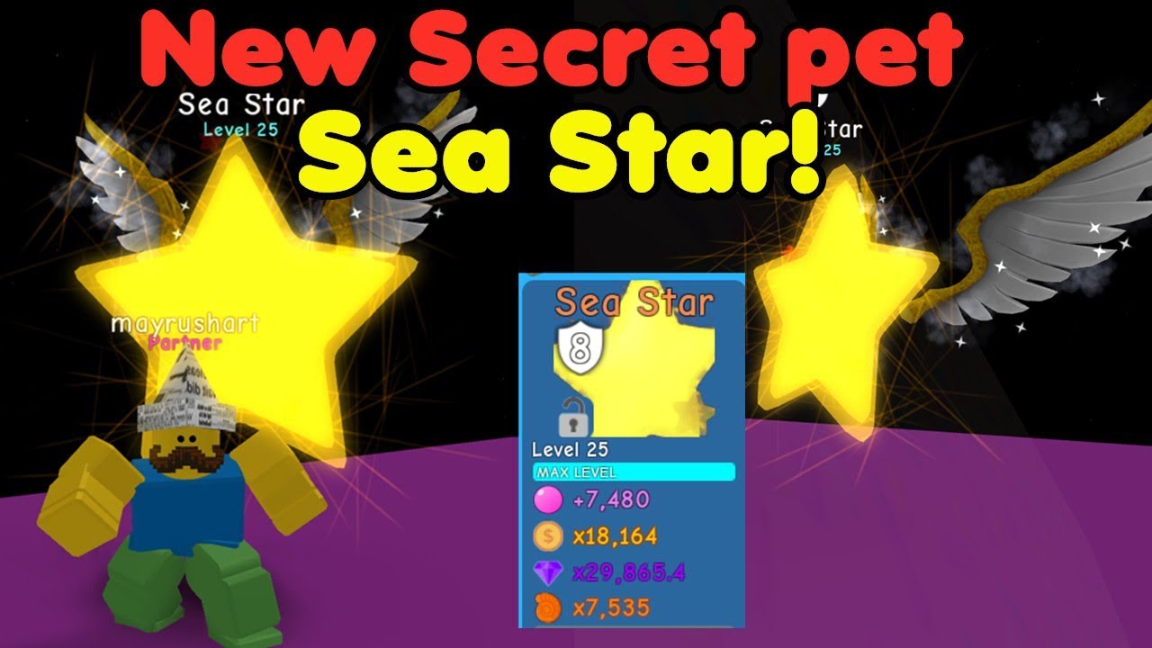 New Secret Pet Sea Star New Rarest Best Pet Bubble Gum Simulator Youtube - roblox bubble gum simulator best pet