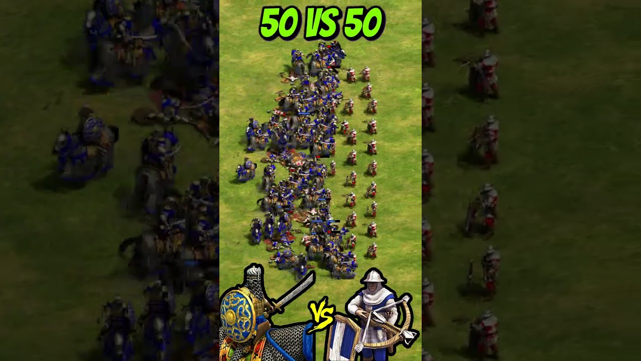 50 Savars vs 50 Elite Genoese Crossbowmen (AoE2) 
