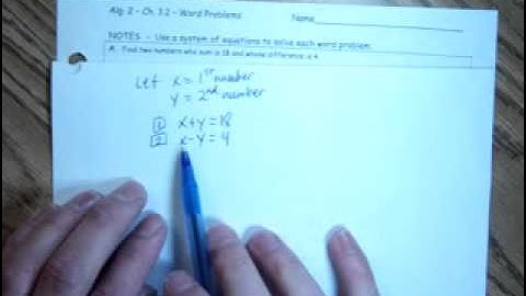 Algebra 2 9 21 2012A Translating word problems into systems of equations