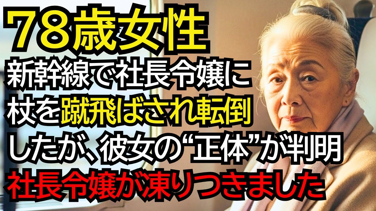 杖をついたおばあさんから「席を譲りなさい！」と新幹線の指定席を横取りする社長令嬢──蹴飛ばされて倒れたおばあさんの”正体”が判明し、令嬢が凍りつきました