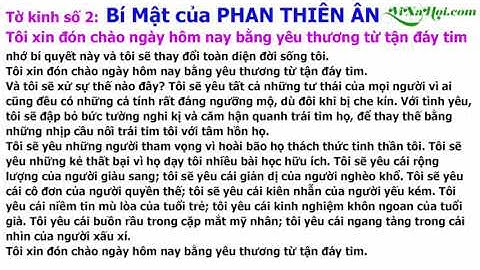 Tờ Kinh Số 02 -  Tôi Xin Đón Chào Ngày Hôm Nay Bằng Yêu Thương Từ Tận Đáy Tim