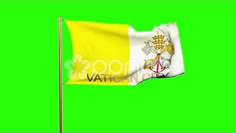 Vatican City Flag With Title Waving In The Wind. Looping Sun Rises Style