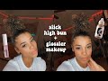 Sleek High Bun Tutorial + Full Face Of Glossier Makeup | Azlia Williams