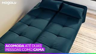 Sofá-cama Casal 3 Lugares Reclinável Veludo - Matrix Donna