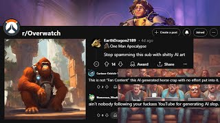 r/Overwatch Banned my AI fan art 🥲