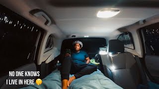 Living In A Subaru||Stealth Camping In A Parking Garage|No One suspects A Thing