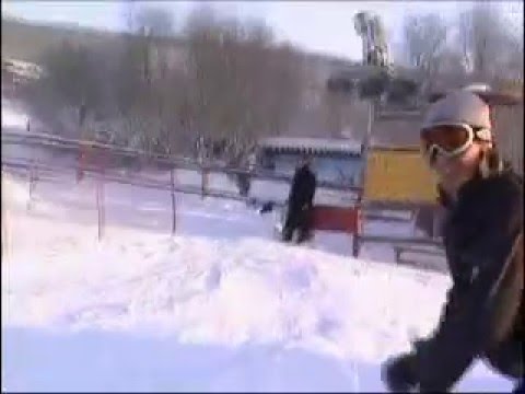 Skiing boarding ride at Murmansk Russia. February ...