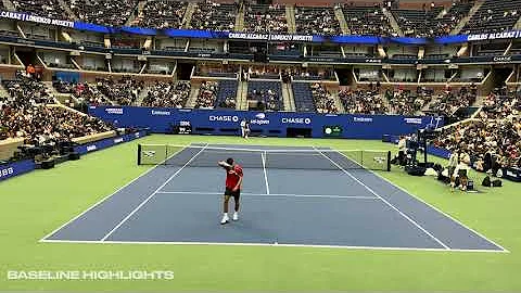 Carlos Alcaraz vs. Lorenzo Musetti 2025 Court Level Practice Match | 4K