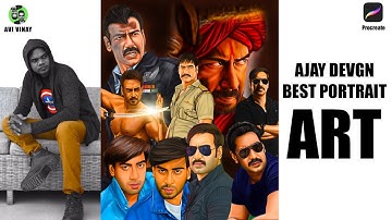 Ajay Devgn 6 Best Portrait Art | Procreate Art Time-lapse | Avi Vinay
