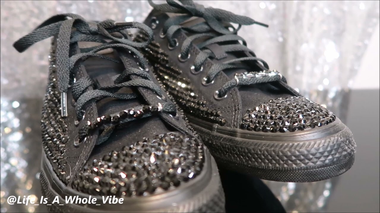 DIY ALL STAR CONVERSE - BLACK BLING BIRTHDAY SHOES YouTube