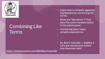 Combining Like Terms Explained | Algebra 1 with Dr. Bee