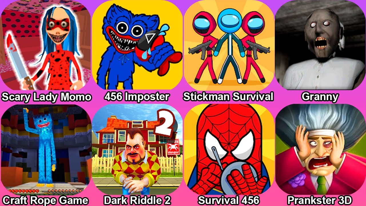 Scary Lady Bug,Granny,456 Imposter Survival Game,Prankster 3D,Dark Riddle  2,Stickman Survival - YouTube