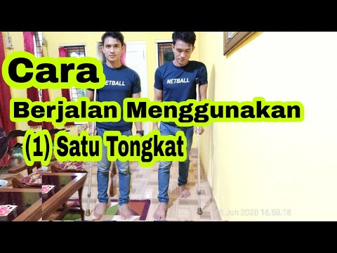 Cara Berjalan Menggunakan satu  tongkat setelah operasi pasang pen patah tulang kaki / cidera kaki