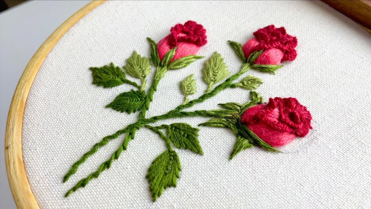 DIY 3D Hand Embroidered Rose | Beginner's Friendly Tutorial - YouTube