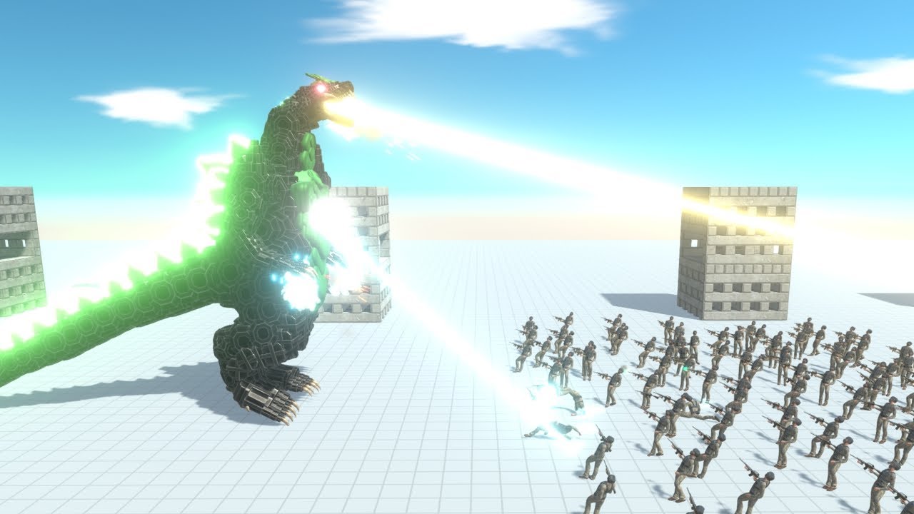 Super Godzilla vs 100 Modern Human Army ARBS Animal Revolt Battle Simulator