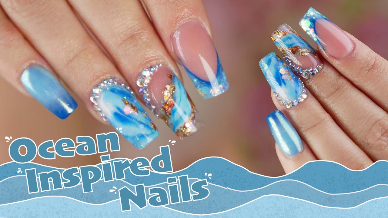 🌊💅🏼 Ocean inspired Short Nails on my little Cousin Roxy 🌊💅🏼