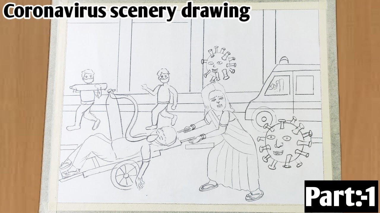 Coronavirus drawing/coronavirus drawing scenery easy/ coronavirus scenery drawing step by step