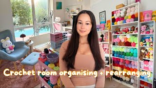 rearranging my craft room! cozy crochet vlog | organising my yarn stash & a new room vibe