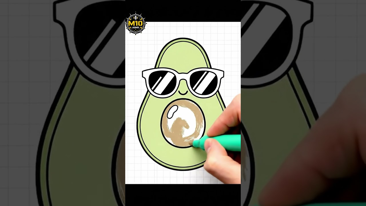 ASMR Coloring | Cool Avocado Wearing Sunglasses 🥑🕶️✨ (No Talking)