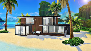 MODERN HONEYMOON BEACHHOUSE | Shipping Container Home | The Sims 4 Speed Build