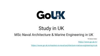 MSc Naval Architecture & Marine Engineering in UK