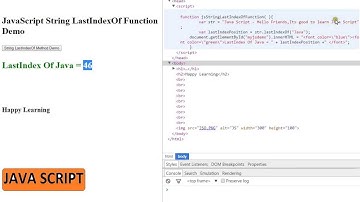 STRINGS LASTINDEXOF METHOD IN JAVA SCRIPT   DEMO
